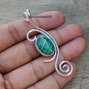 Nuevo colgante de diseñador, colgante de plata con piedra preciosa natural de malaquita para mujer, colgante de plata esterlina 925 sólida para mujer, joyería nupcial para boda