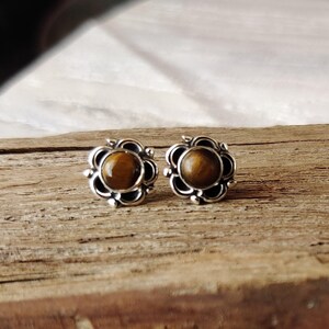 Red Coral 925 Sterling Silver Stud Earrings: October Birthstone Jewelry Tiger's eye
