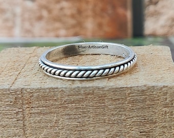 925 Sterling Silver Spinner Ring: Handmade Anxiety Fidget Ring