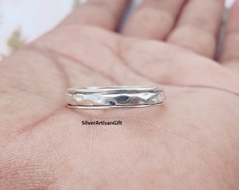 Handmade 925 sterling Silver Spinner Ring: Minimalist oxidized  Fidget Anxiety Band