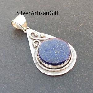 Lapis Lazuli Pendant, Silver Pendant, Handmade Pendant, 925 Sterling Silver Pendant, Silver Jewelry, Lapis Lazuli Jewelry, Anniversary gift