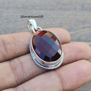 Garnet Pendant Gemstone , 925 Sterling silver , Handmade Gift  ,Wonderful Gift, Every Day Gift , Lasted Gift, Occasion All Gift, Pretty Gift