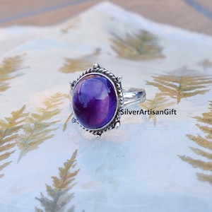 Natural Amethyst Ring Gemstone Ring 925 Sterling Silver Ring Lovely Ring, Amethyst Ring For Women Gift for her Purple Stone Ring,***