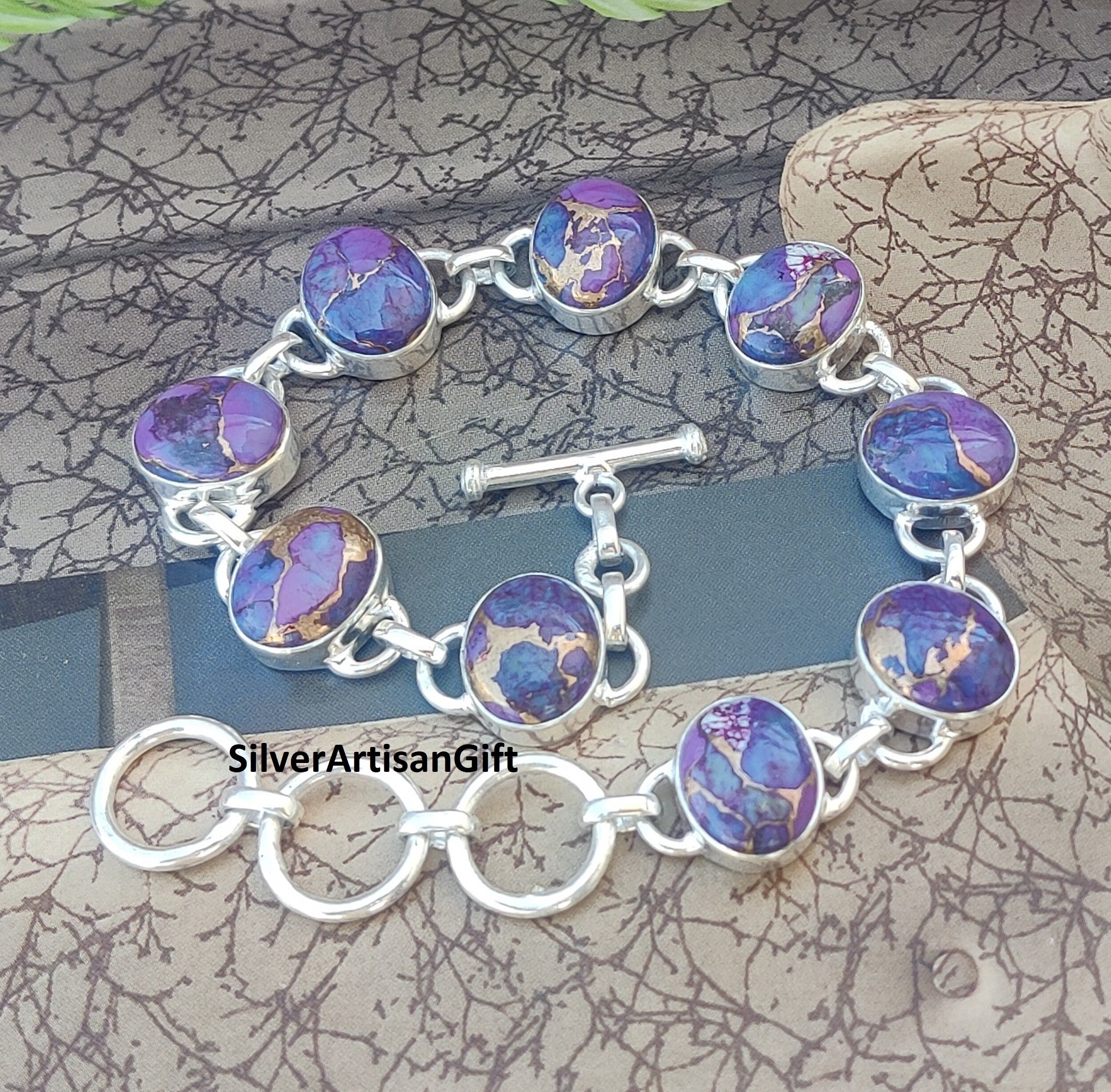 Purple Copper Turquoise Bridge Ring - La Kaiser