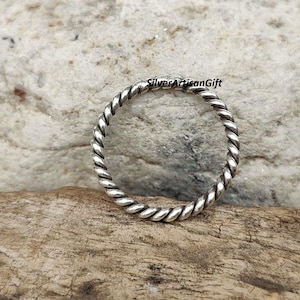 Handmade 925 Sterling Silver Stacking Band Ring: Twisted Design