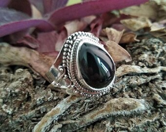 ブラックオニキス 925 スターリングシルバーリング - ヴィンテージ 