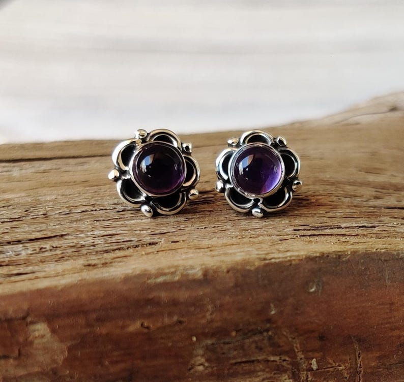 Red Coral 925 Sterling Silver Stud Earrings: October Birthstone Jewelry Amethyst
