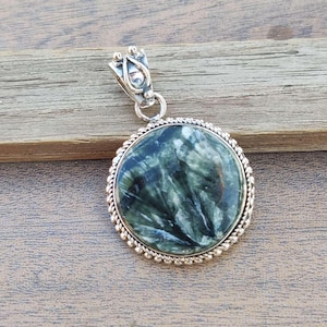 seraphinite Gemstone pendant ,925 sterling silver, Handmade Gift  ,Wonderful Gift, Every Day Gift ,Lasted Gift, Occasion All  unique pendant