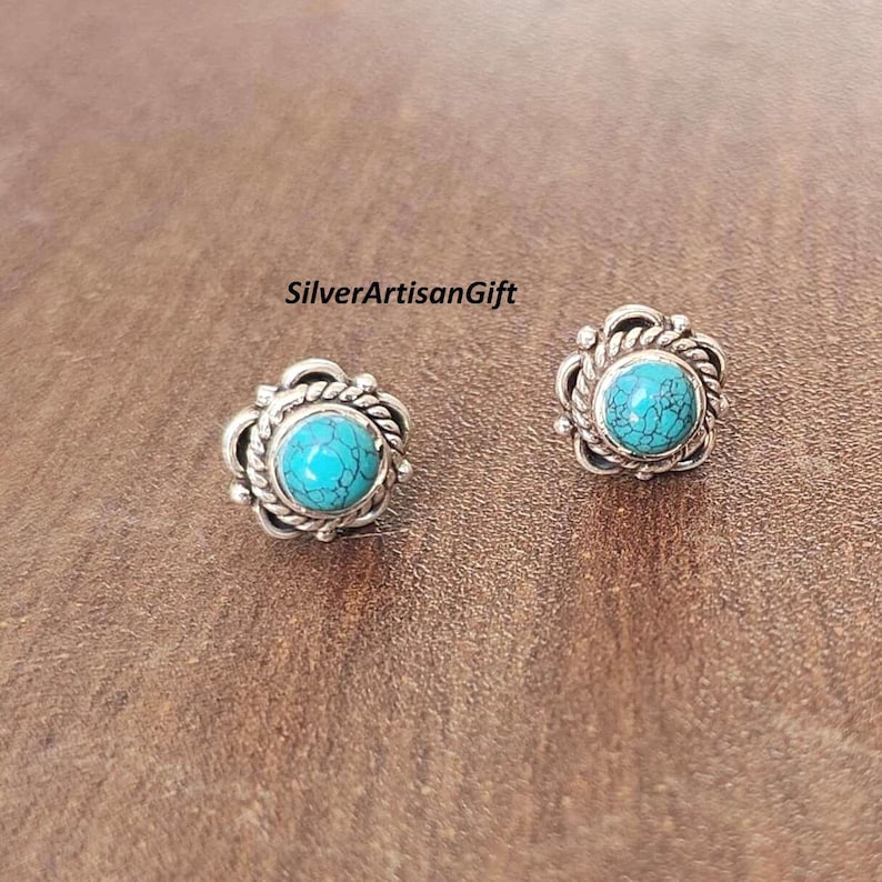 Red Coral 925 Sterling Silver Stud Earrings: October Birthstone Jewelry Turquoise