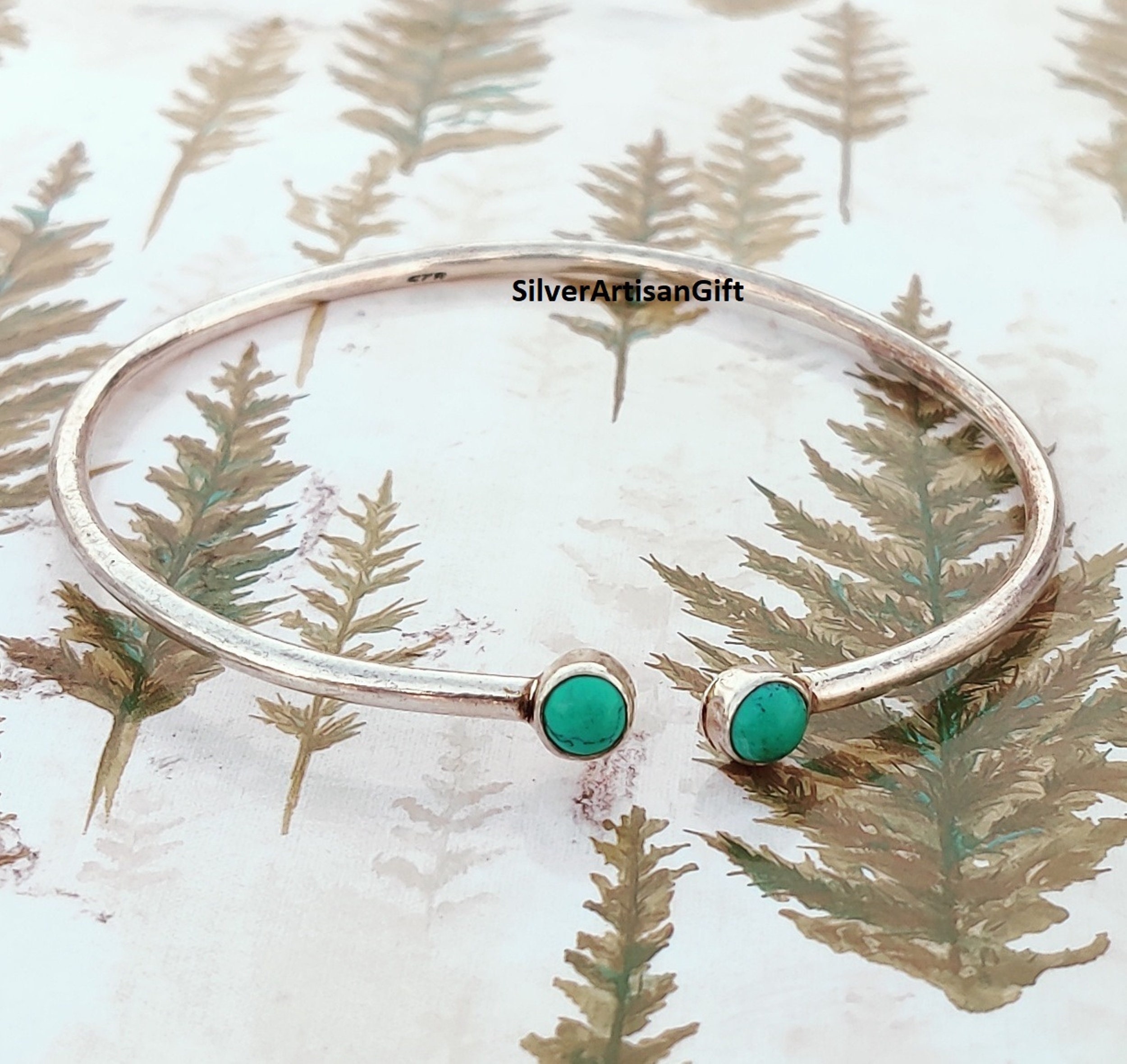 Bracciale da donna con turchese autentico, misura regolabile, in