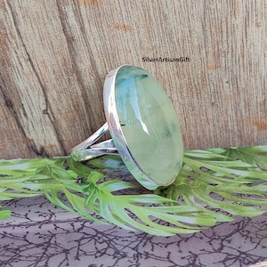 Prehnite Ring, Big Stone Ring, Handmade Ring, Bohemian Ring, 925 Sterling Silver Ring, Gemstone Ring, Women Ring, Boho Ring, Dainty Ring