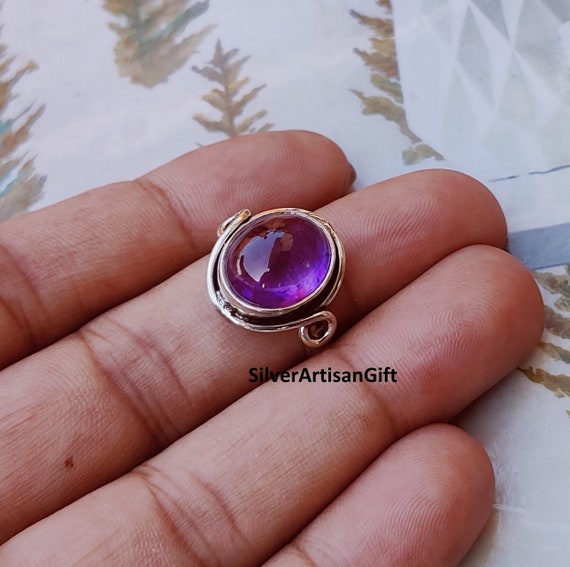 Anello Con Ametista Naturale, Fatto A Mano In Argento Sterling - Foto 8