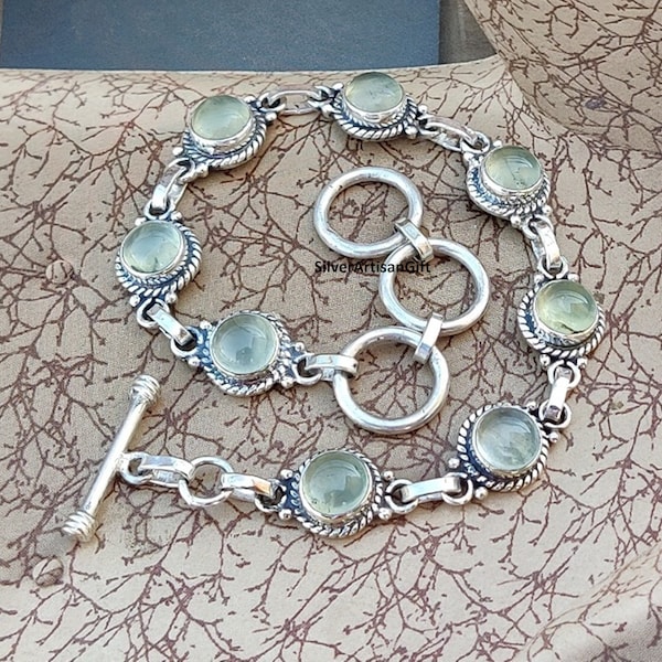 Prehnite Bracelet, Prehnite Jewelry, Adjustable Bracelet, 925 Sterling Bracelet, Handmade Bracelet, Women Bracelet, Silver Bracelet ******