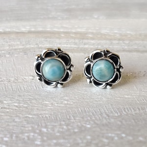 Red Coral 925 Sterling Silver Stud Earrings: October Birthstone Jewelry Larimar