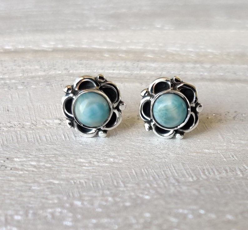 Red Coral 925 Sterling Silver Stud Earrings: October Birthstone Jewelry Larimar