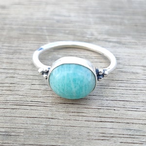 Natural Larimar Ring for Women, 925 Sterling Silver Ring for Her, Handmade Ring, Boho Band Ring, Gift For Her, Bridesmaid Women Jewelry gift