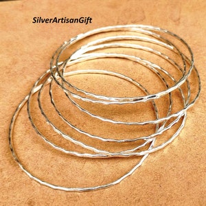 Sterling Silver Bangle Set: Handmade 925 Silver Bangles