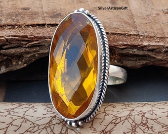 Citrine Ring, Oval Cut Citrine Ring, November Birthstone Ring, Engagement Ring, Gemstone Ring ,925 Sterling Silver Ring, Gift For Her *****