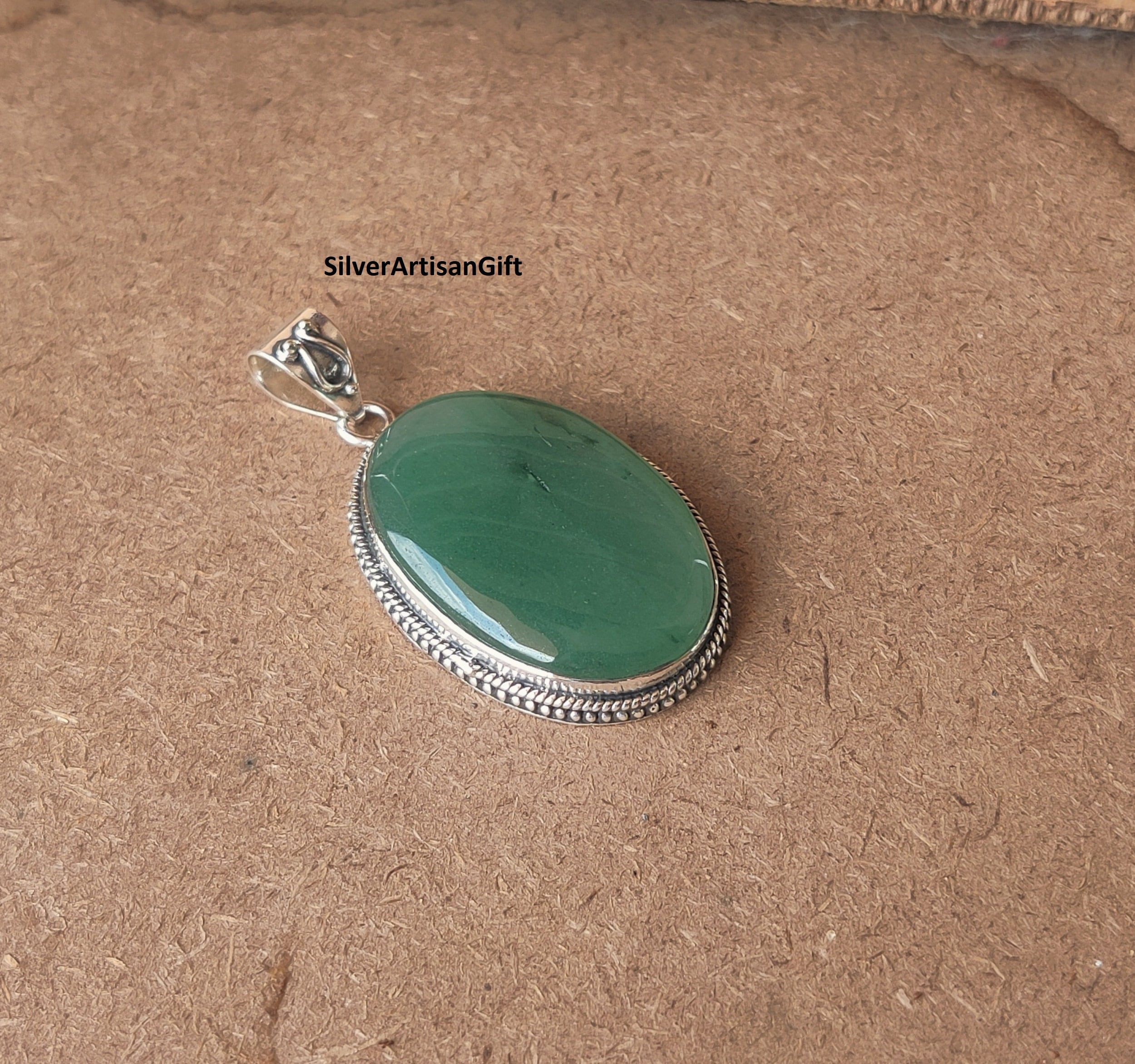 Pendentif Iolite Ovale - Pierre Bleue Lab-created, Plaqué Argent, Fait Main En Inde, Neuf