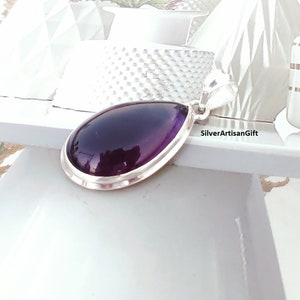Natural Amethyst Pendant, Amethyst Necklace, Amethyst Pendant in Silver, February Birthstone, Handmade Pear Amethyst Jewelry, Gift For Her**