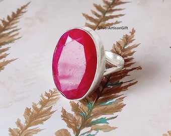 Designer Ruby Ring: 925 Sterling Silver Gemstone, Promise Ring