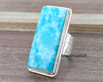 Larimar-ring: Handgjorda ädelstenssmycken i 925 sterlingsilver