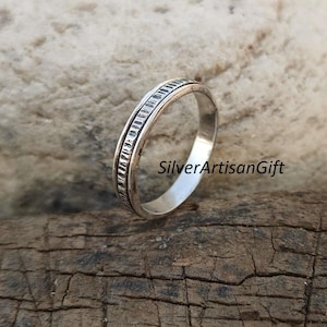 925 Sterling Silver Spinner Ring, Meditation Worry Ring handmade jewelry gift for her Wire Design
