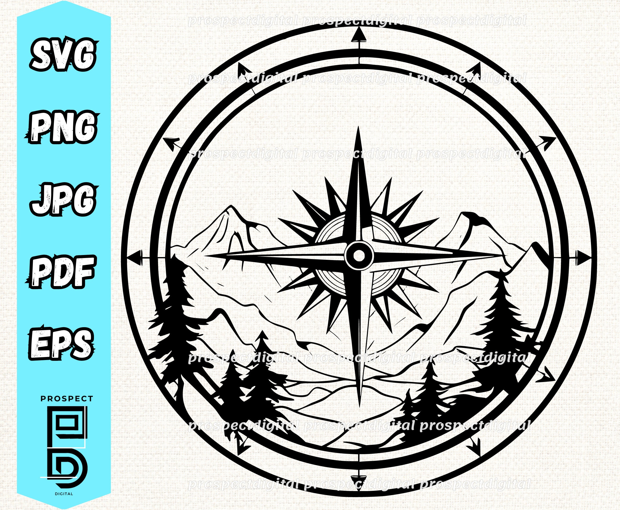 Compass Mountains SVG Nature Compass SVG Adventure SVG Etsy México