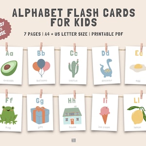 Printable Alphabet Flash Cards, ABC Flashcards Printable, Montessori Flashcards, Count and Clip, Preschool Cards, Early Learning Resource