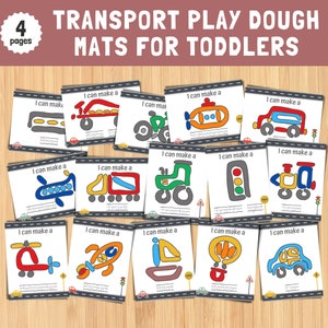 Transport Playdough Mats, Printable Toddler, Preschool Educational Resource, Summer Play Dough Activity, Pre-K Learning, Play Doh Mats