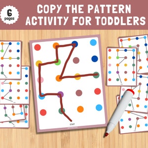 Copy The Pattern Activity, Game for Toddlers, Montessori Printable Activities, Preschool Printables for Kids, Homeschool Resources