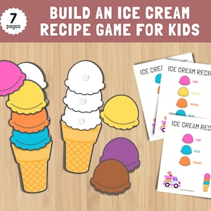 Erstellen Sie ein Eis Rezept Spiel Pretend Play, Dramatisches Spiel, Vorschulsommer, Rollenspiel Set Kinder, Lernaktivität Kleinkinder, Farbaktivität
