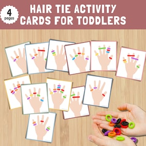 Finger Activity with Hair Ties, Fine Motor Skills, Homeschool Worksheet, Color Matching Worksheet for Toddlers, Instant Download PDF