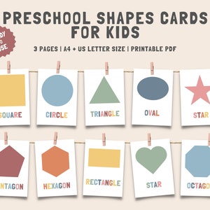 Flashcards in 12 vormen, printables voor peuters, flashcards voor peuters, montessori-flashcards, peuterkaarten, afdrukbare educatieve kaarten, digitale download