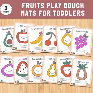 Obst Knete, druckbares Kleinkind, Vorschul-Lernresultat, Sommer-Knete-Aktivität, Pre-K Lernen, Play Doh Mats