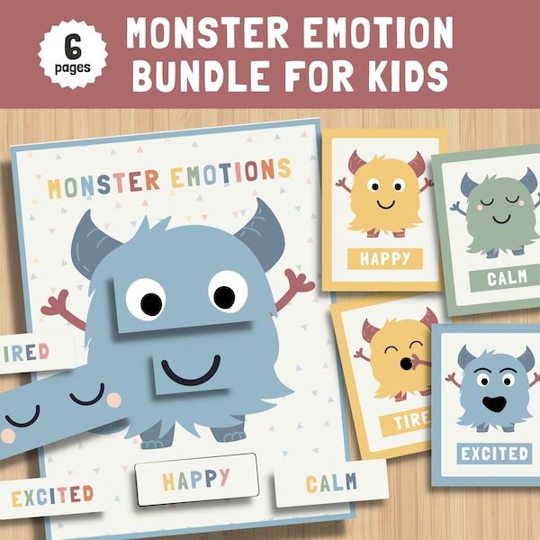 Monster Emotion Printable Activities, Emotion Preschool Printables, Social Emotional Learning, Play Therapy, Early Years