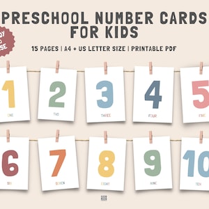 Cijferkaarten, telkaarten voor kleuters, tellen en knippen, cijferkaarten 1-10, montessori-flashkaarten, direct downloaden