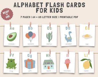Tarjetas didácticas del alfabeto para imprimir, tarjetas didácticas del abecedario para imprimir, tarjetas didácticas Montessori, contar y recortar, tarjetas preescolares, recurso de aprendizaje temprano