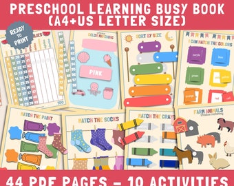 Printable Busy Book For Toddlers, Binder Book, Pre k Learning Activities, Toddler Learning Folder, Busy Book Toddler, Preschool Binder