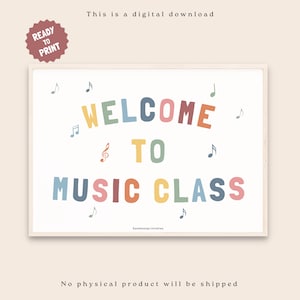 Benvenuti alla lezione di musica, poster per la lezione di musica, educazione musicale, cartelli per insegnanti, sala musica, cartello per la classe, poster Montessori