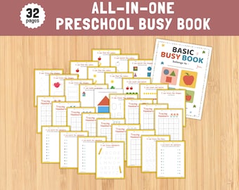 Toddler Busy Book, Preschool Learning Binder, Busy Binder For Kid, Printable Quiet Book For Toddler Homeschool Preschool Learning Binder