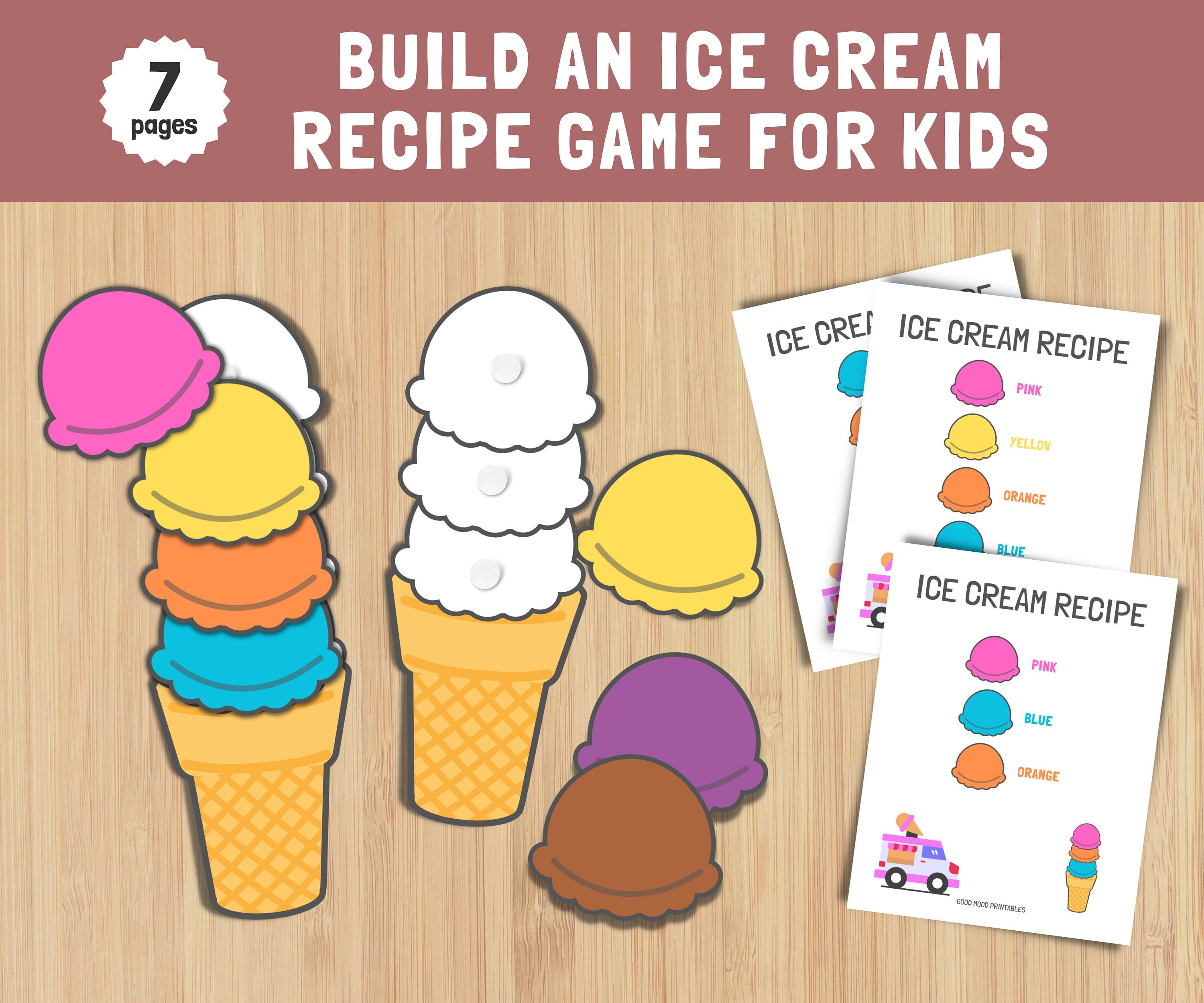 Build an Ice Cream Recipe Game Pretend Play Dramatic Play -   Matching  games, Pattern activities, Summer preschool activities