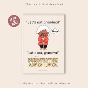 Funny English Classroom Poster, Grammar Punctuation Poster Decor, English Language Arts Decor, Kids Educational Posters