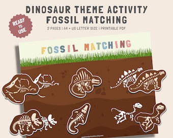 Dinosaur Busy Book Activity, Fossil Matching Dinosaur Activity, Homeschool Folder Activities, Preschool Curriculum Worksheets for 2 year old