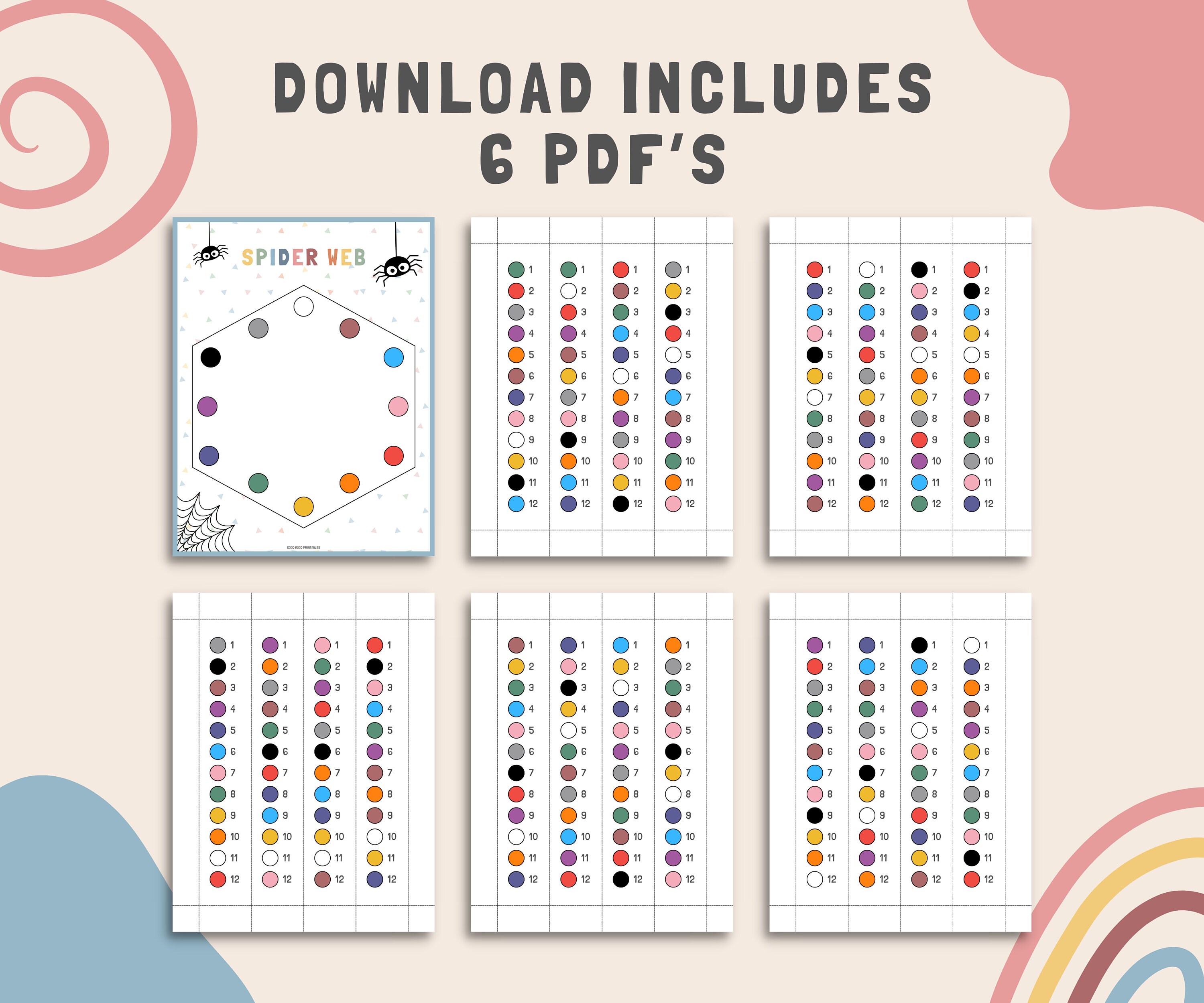 Hexagonal Spider Webs Printable Activity, Emotion Preschool Printables ...