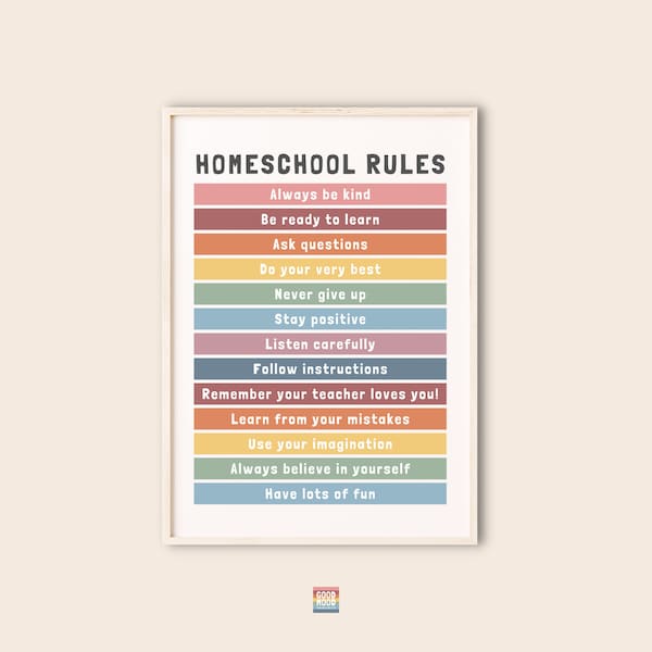 Homeschool rules poster, Homeschool printables, homeschool decor printables, Nursery educational art, School Poster, Home Sweet Homeschool