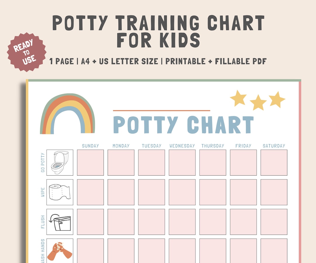 Potty Training Chart Printable & Fillable, Potty Chart PDF, Infant