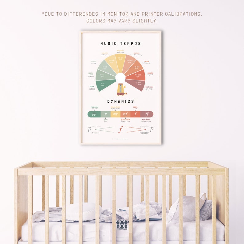 Póster de tempos y dinámicas musicales, Educación musical, Valor de las notas musicales, Aula de música, Teoría musical, Póster Montessori, Aula de piano imagen 6