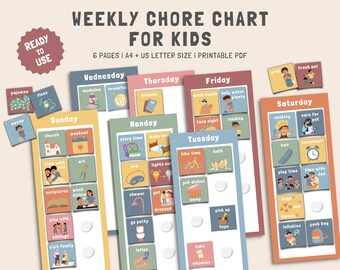 Chore Chart For Kids, Daily Routine, Montessori Printable Toddler Activities, To Do List, Positive Parenting System, Kids Routine chart