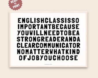 Decoración para aulas de profesores de inglés, arte mural para secundaria, pósteres divertidos de gramática, literatura inglesa, lengua y literatura de secundaria, decoración de aulas